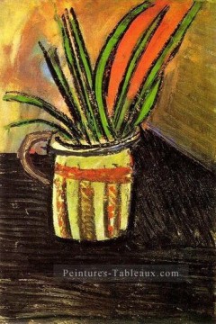 Fleurs exotiques Bouquet dans un vase 1907 cubisme Pablo Picasso Peinture à l'huile